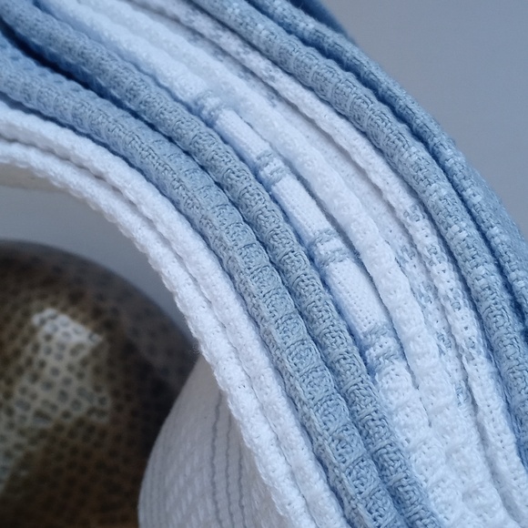 NWT White and Sea Blue Kitchen Towels 16" x 27" Set Of 5 - Picture 5 of 9